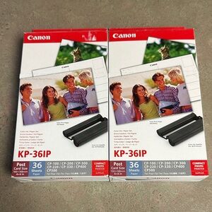 Canon KP-36IP Photo Paper and Ink Set 2 New Boxes 36 Sheets Each Post Card Size